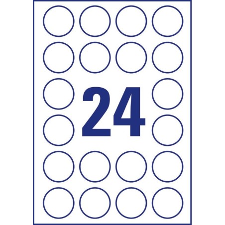 Etykiety zabezpieczające - plomby Avery Zweckform, A4, 20 ark./op., Ø40 mm, białe, poliestrowe