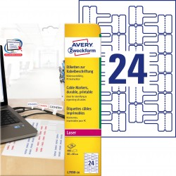 Etykiety do oznaczania kabli do drukarek laserowych, 60 x 40 mm Etykiety Avery L7950-20