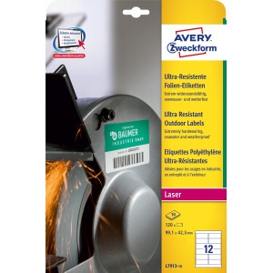 Etykiety polietylenowe ultra resistant Avery Zweckform, A4, 10 ark./op., 99,1 x 42,3mm, białe