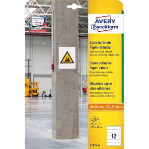 Etykiety papierowe do trudnych powierzchni Avery Zweckform, A4, 20 ark./op., 105 x 48 mm, białe