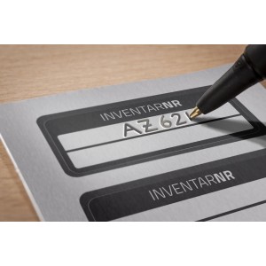 Tabliczki inwentaryzacyjne aluminiowe do opisu ręcznego, Avery Zweckform, 50 x 20mm, czarne ramki, 2 pola na tekst