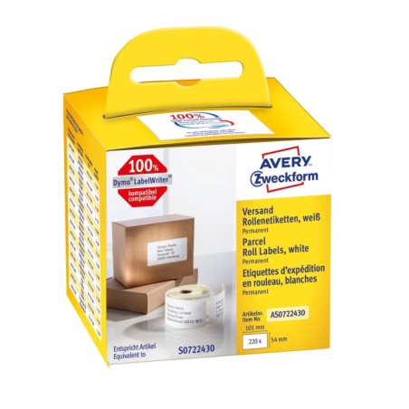 Etykiety wysyłkowe Avery Zweckform w rolce do drukarek termicznych, 220etyk./1rolka, 54 x 101 mm, trwałe, białe