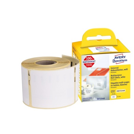Etykiety uniwersalne Avery Zweckform w rolce do drukarek termicznych, 320etyk./1rolka, 54 x 70 mm, trwałe, białe