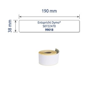 Etykiety kryjące na segregatory Avery Zweckform w rolce do drukarek termicznych, 110etyk./1rolka, 38 x 190 mm, trwałe, białe