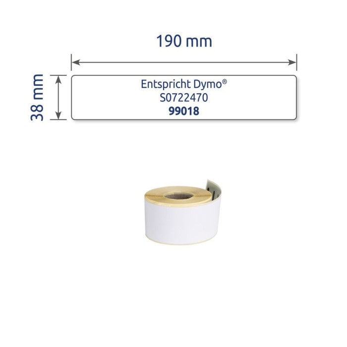 Etykiety kryjące na segregatory Avery Zweckform w rolce do drukarek termicznych, 110etyk./1rolka, 38 x 190 mm, trwałe, białe
