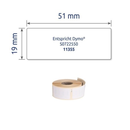 Usuwalne etykiety uniwersalne w rolce do drukarek termicznych, 500 etyk./rolka, 1 rolka/op., 19 x 51 mm, białe