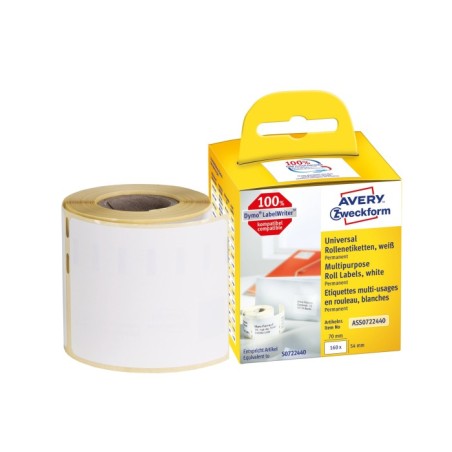 Etykiety uniwersalne Avery Zweckform w rolce do drukarek termicznych, 160etyk./1rolka, 54 x 70 mm, trwałe, białe