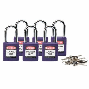 Kłódka lockout BRADY 813637, fioletowa, ze stalowym kabłąkiem 38mm