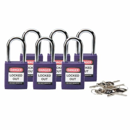 Kłódka lockout BRADY 813637, fioletowa, ze stalowym kabłąkiem 38mm