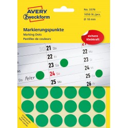 Kolorowe kółka do zaznaczania Avery Zweckform, 1056 etyk./op., Ø18 mm, zielone