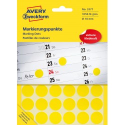 Kolorowe kółka do zaznaczania Avery Zweckform, 1056 etyk./op., Ø18 mm, żółte