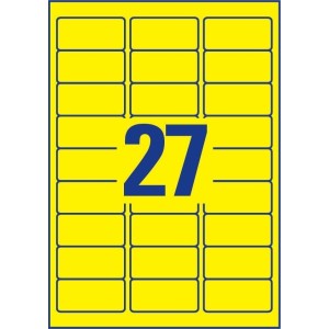 Etykiety neonowe Avery L6004-25 żółte rozmiar 63,5 x 29,6 mm 675 etykiet