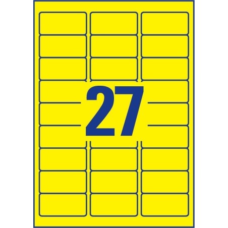 Etykiety neonowe Avery L6004-25 żółte rozmiar 63,5 x 29,6 mm 675 etykiet