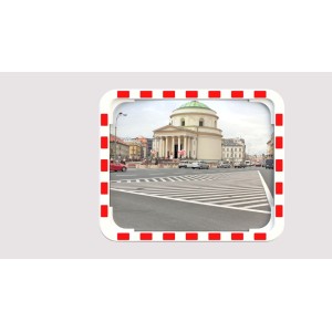 Lustro drogowe EUVEX 40 x 60 cm, akrylowe, z biało- czerwoną ramą , z uchwytem do słupka