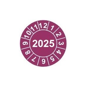 Naklejki przeglądów TYP-2, Ø 20mm,  rok "2025", arkusz 35szt.