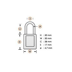 Kompaktowa kłódka lockout BRADY 814126, czerwona, z aluminiowym kabłąkiem 38mm