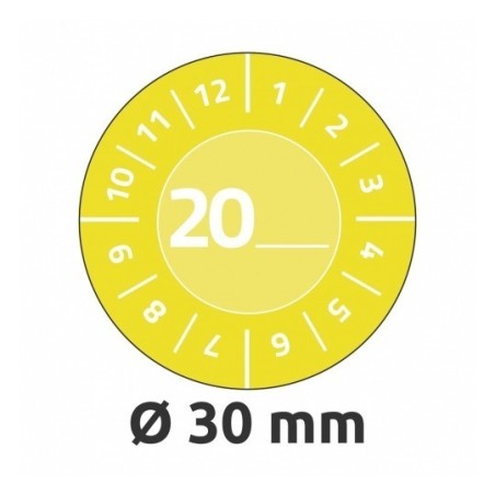 Tabliczki inspekcyjne winylowe 20__ do opisu ręcznego, Ø30, żółte, 80 sztuk, Avery Zweckform