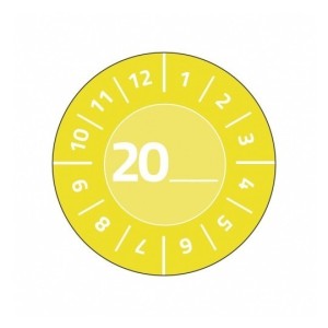 Tabliczki inspekcyjne winylowe 20__ do opisu ręcznego, Ø30, żółte, 80 sztuk, Avery Zweckform