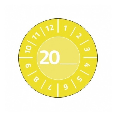 Tabliczki inspekcyjne winylowe 20__ do opisu ręcznego, Ø30, żółte, 80 sztuk, Avery Zweckform
