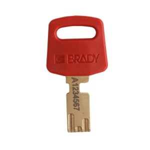 Kłódka Brady SafeKey Lockout, czerwona, z nylonowym kabłąkiem 38mm, różne klucze