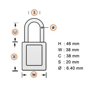 Kłódka Brady SafeKey Lockout, czerwona, z nylonowym kabłąkiem 38mm, różne klucze