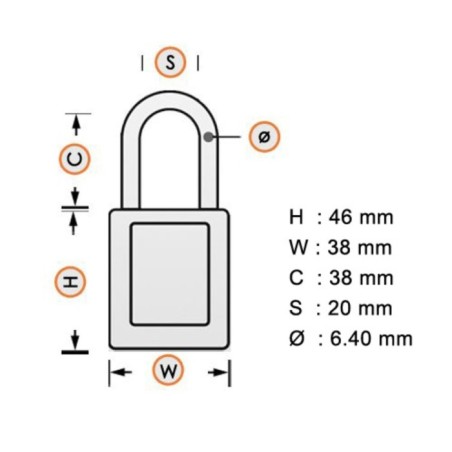 Kłódka Brady SafeKey Lockout, czerwona, z nylonowym kabłąkiem 38mm, różne klucze