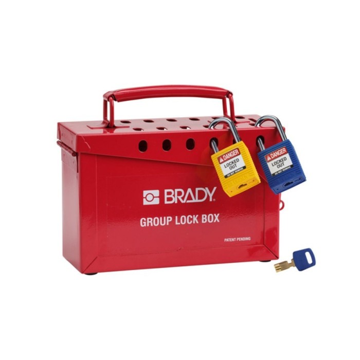 Przenośna skrzynka blokowania grupowego Lock-Box BRADY, czerwona