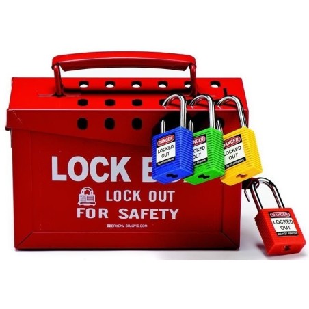 Przenośna skrzynka blokowania grupowego Lock-Box BRADY, czerwona
