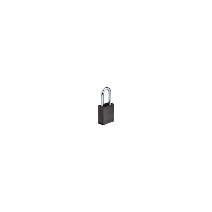 Kłódka BRADY, SafeKey, czarna, aluminiowa, ze stalowym kabłąkiem 38mm, różne klucze