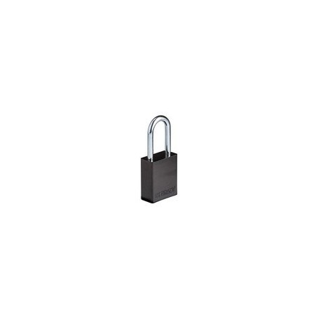 Kłódka BRADY, SafeKey, czarna, aluminiowa, ze stalowym kabłąkiem 38mm, różne klucze
