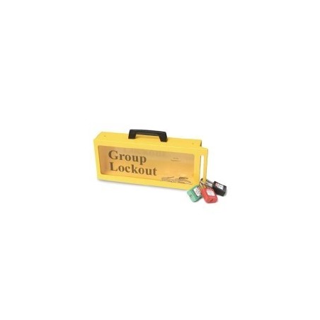 Stacja Lockout/Tagout, metalowa szafka na sprzęt LOTO + skrzynka blokowania grupowego Lock-Box
