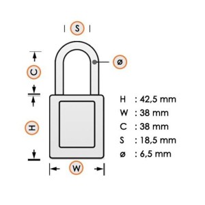Kłódka Lockout BRADY 813594, czerwona, z nylonowym kabłąkiem 38mm