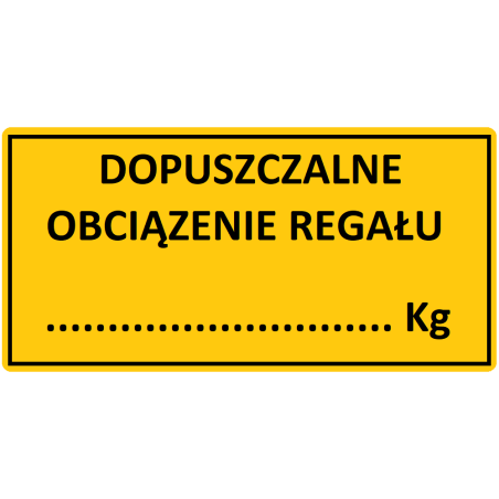 Naklejka DOPUSZCZALNE OBCIĄŻENIE REGAŁU 100x50