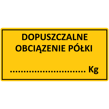 Naklejka DOPUSZCZALNE OBCIĄŻENIE PÓŁKI 100x50