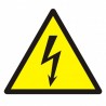 Znak BHP - Ostrzeżenie przed napięciem elektrycznym, naklejka foliowa 10,5x10,5 cm