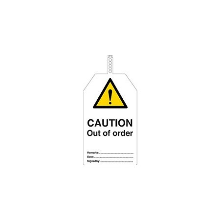Tagout, przywieszka LOTO: "CAUTION Out of order" + miejsca na wpisy