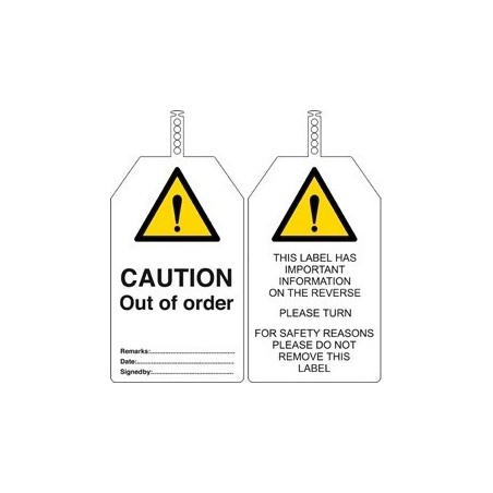 Tagout, przywieszka LOTO: "CAUTION Out of order" + miejsca na wpisy