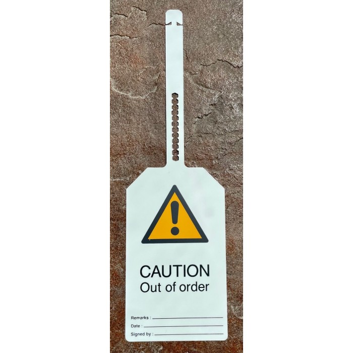 Tagout, przywieszka LOTO: "CAUTION Out of order" + miejsca na wpisy