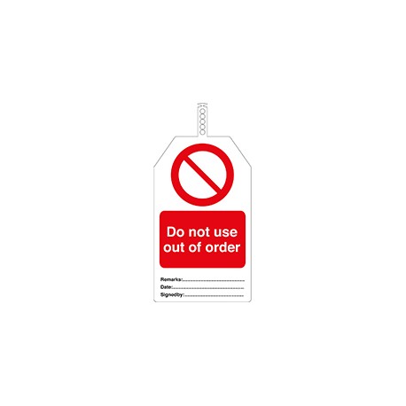 Tagout, przywieszka LOTO: "Do not use out of order" + miejsca na wpisy