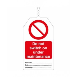 Tagout, przywieszka LOTO: "Do not switch on under maintanance" + miejsca na wpisy