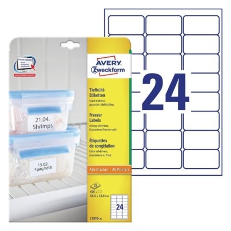 Etykiety na mrożonki Avery Zweckform, A4, 10 ark./op., 63,5 x 33,9mm, białe