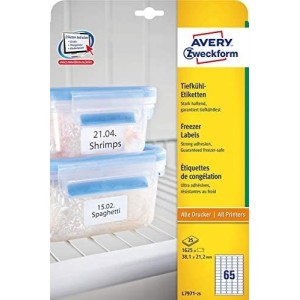 Etykiety na mrożonki Avery Zweckform, A4, 10 ark./op., 63,5 x 33,9mm, białe