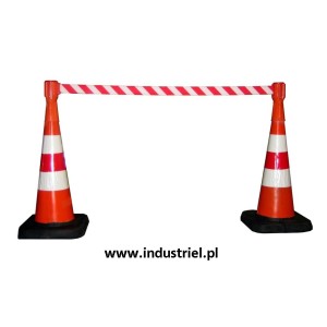 Pachołek drogowy, ciężki, na gumowej podstawie o wysokości 0,75m, biało-czerwony, odblaskowy