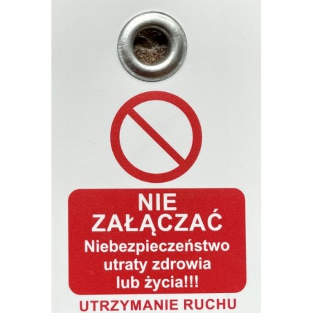 Przywieszka Tagout z zakutym oczkiem 75x110mm UTRZYMANIE RUCHU