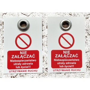 Przywieszka Tagout z zakutym oczkiem 75x110mm UTRZYMANIE RUCHU