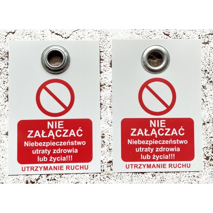 Przywieszka Tagout z zakutym oczkiem 75x110mm UTRZYMANIE RUCHU