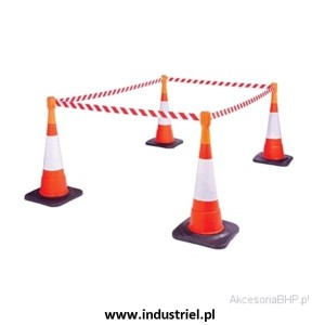 Pachołek drogowy, ciężki, na gumowej podstawie o wysokości 0,75m, biało-czerwony, odblaskowy