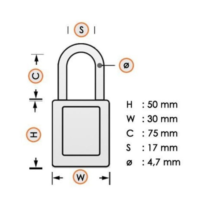 Kompaktowe kłódki Lockout-Tagout BRADY, ze aluminiowym kabłąkiem 50mm