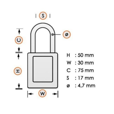 Kompaktowe kłódki Lockout-Tagout BRADY, ze aluminiowym kabłąkiem 50mm