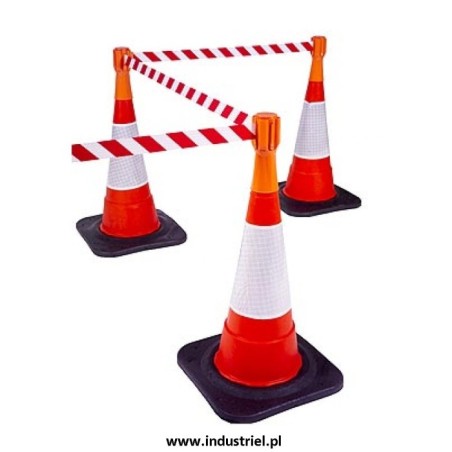 Pachołek drogowy, ciężki, na gumowej podstawie o wysokości 0,75m, biało-czerwony, odblaskowy
